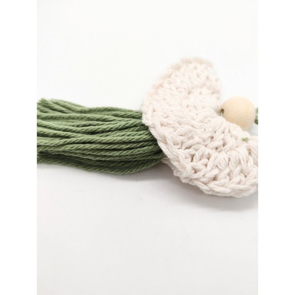 New Handmade Crotchet Natural Angel Hanging Ornament Decor Sage Cream Fringe - Picture 3 of 3